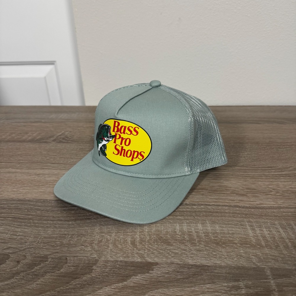 Bass Pro Shops Trucker Hat Mesh Back Snapback Logo Sage Green 638BP-032